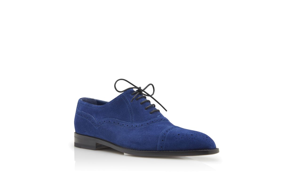 Oxfords de Camurça Azul Brilhante com Punho em Capa