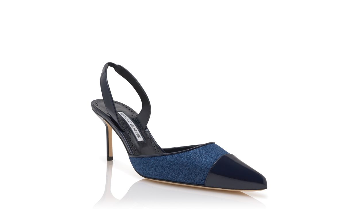 Sapatilhas Slingback de Linho Azul-Marinho