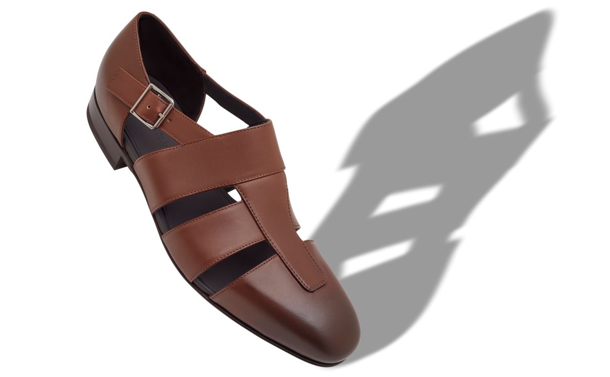 Sandalhas de Couro de Novilho Marrom Escuro