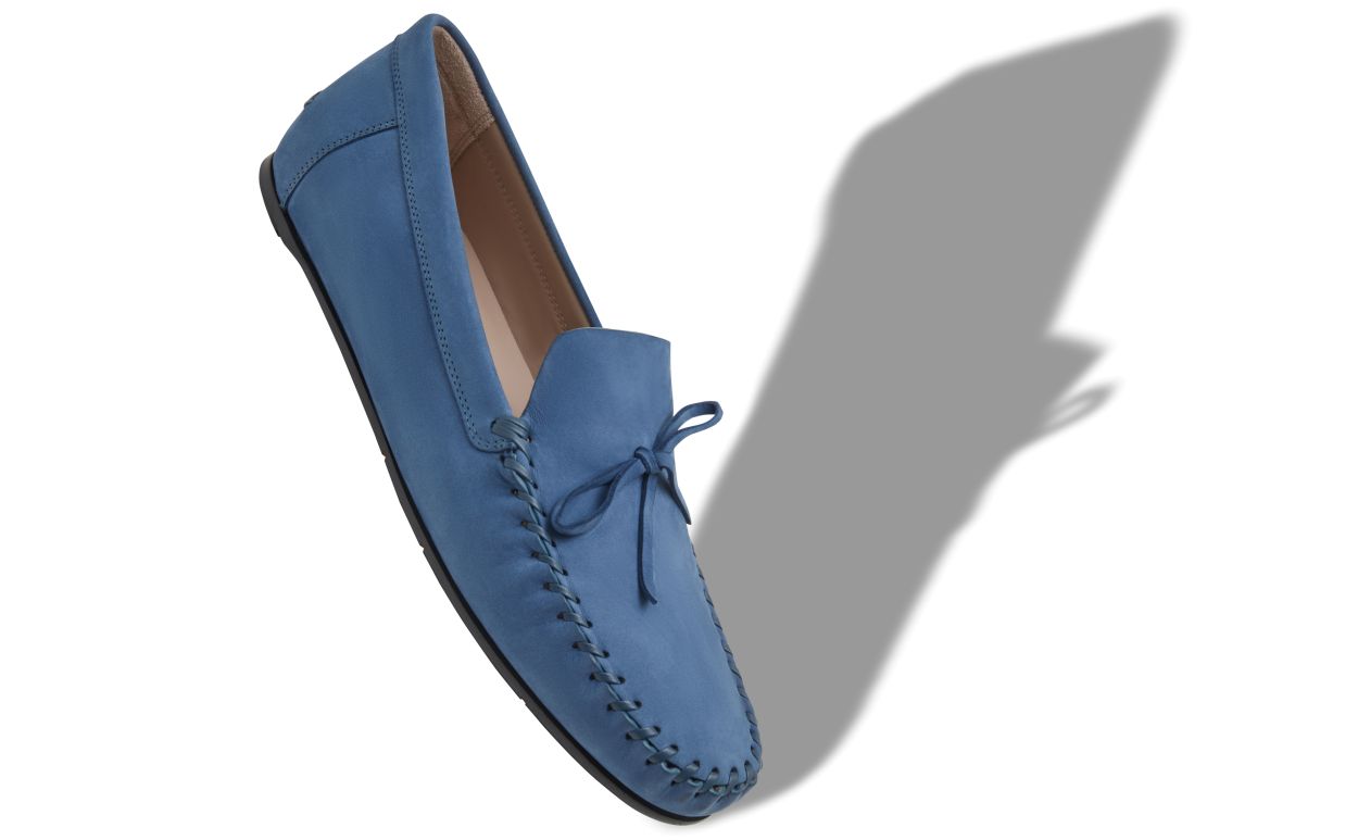 Sapatos de Condução em Couro Nubuck Azul