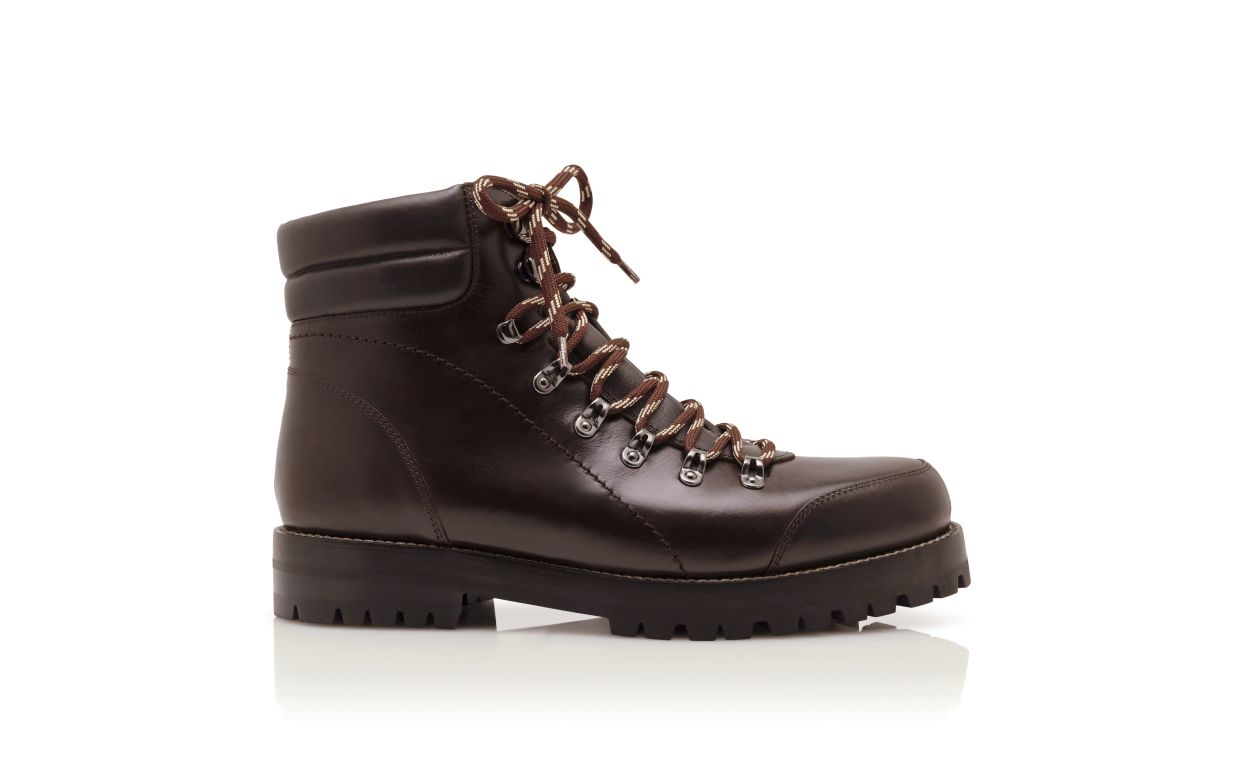 Botas de Cano Curto em Couro de Novilho Marrom Escuro
