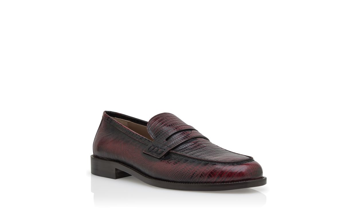 Mocassins de Couro de Bezerro Vermelho Escuro
