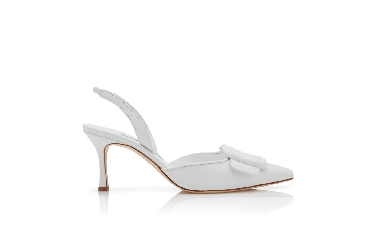 Sapatilhas de Couro Nappa Branco com Tira Slingback