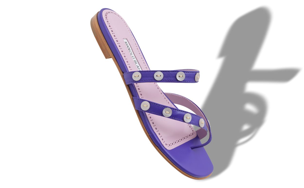 Sandalhas Planas de Couro Nappa Roxo