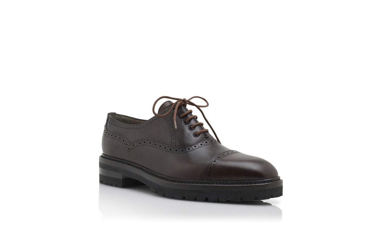 Sapatos de Couro de Novilho Marrom Escuro com Cadarços