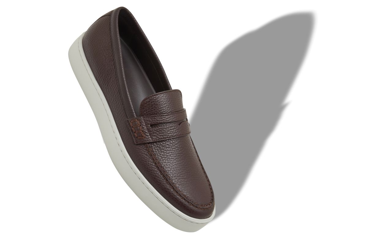 Mocassins de Couro de Novilho Marrom Escuro