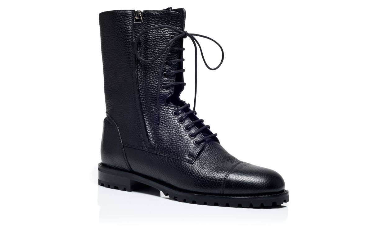 Botas Militares de Couro de Bezerro Preto