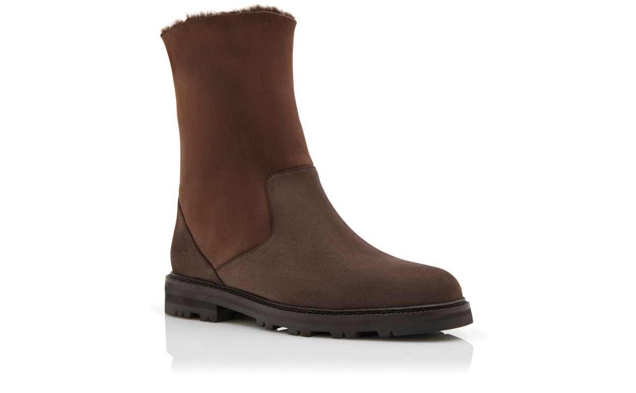 Botas Médias de Camurça Marrom Escuro