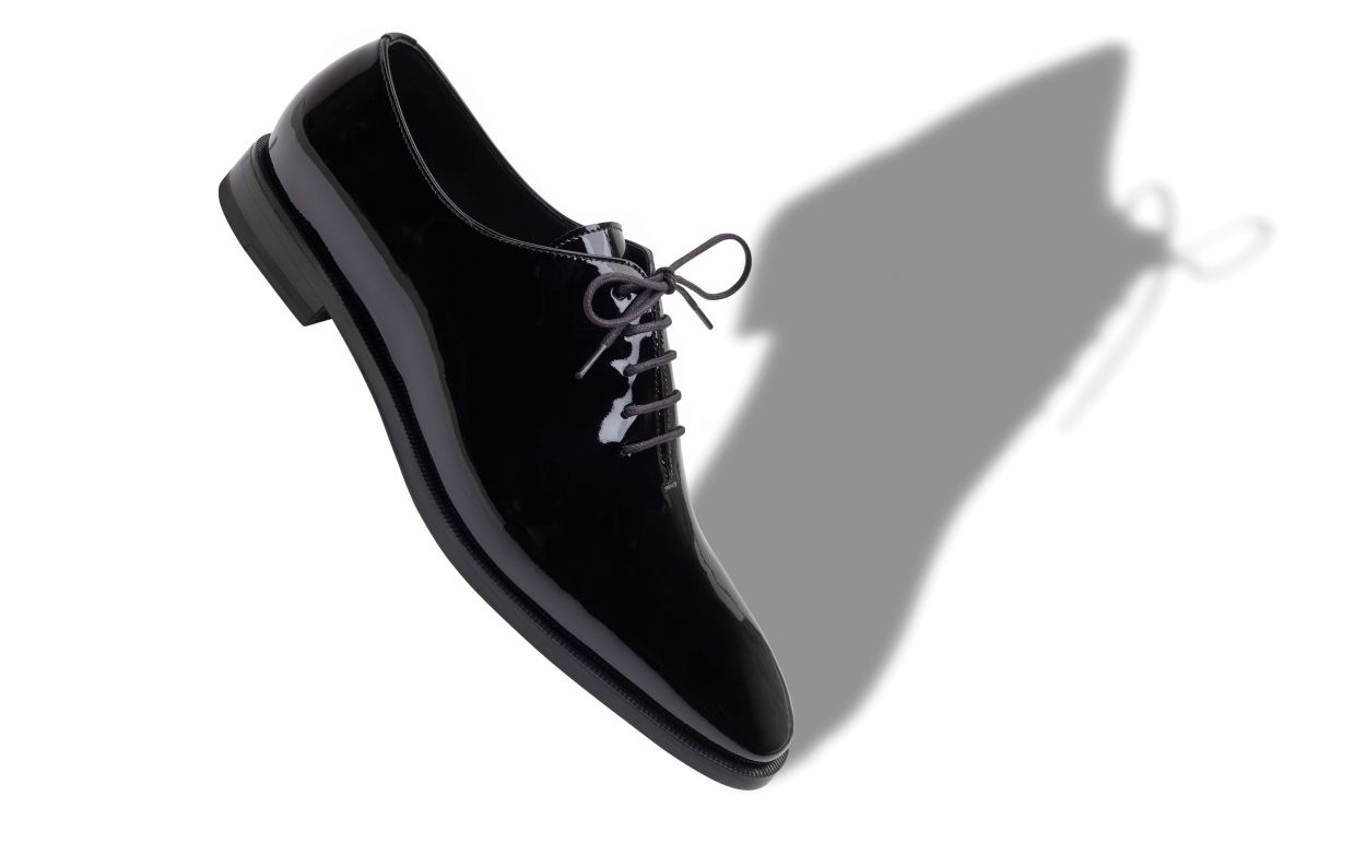 Sapatos de Couro de Novilho Preto com Cadarço