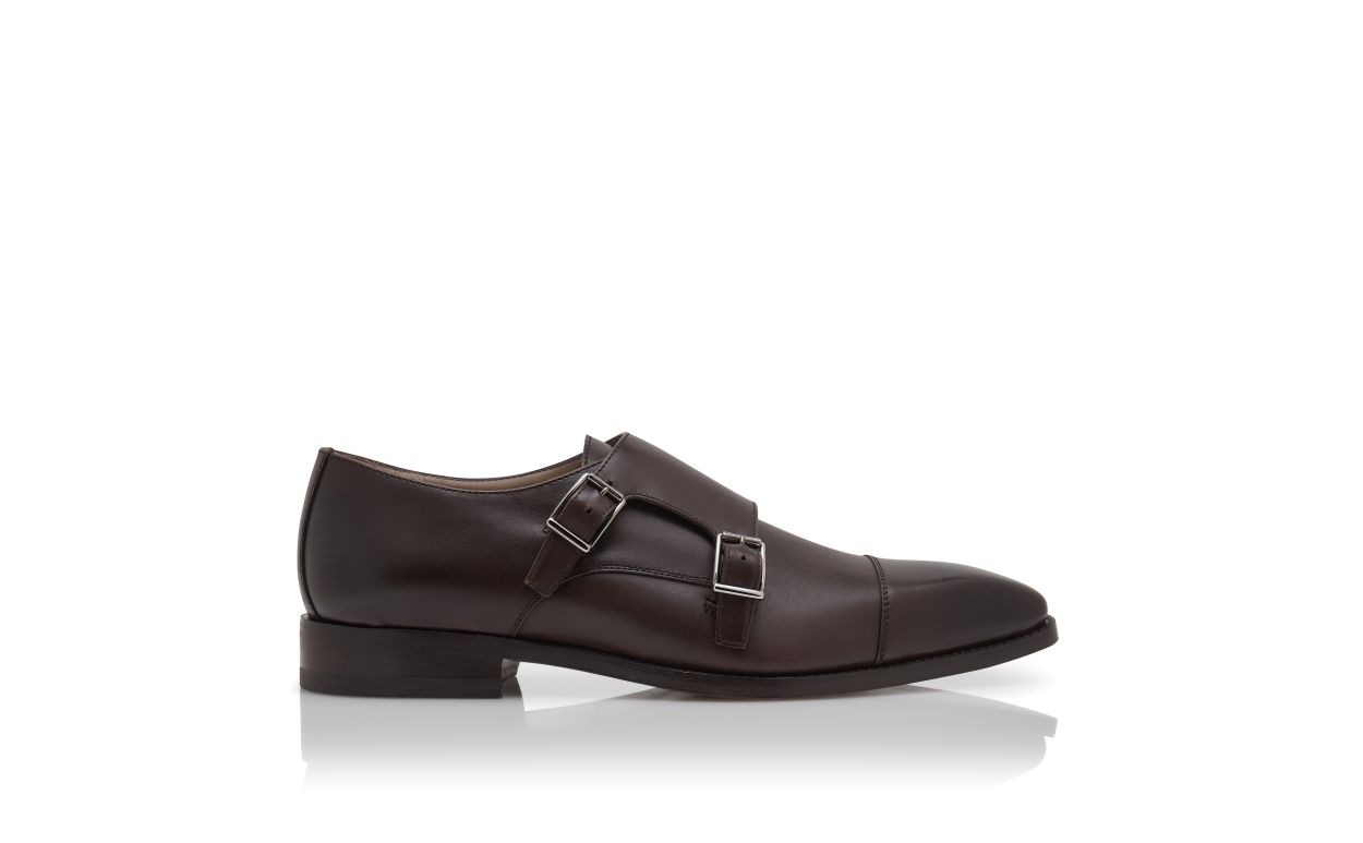 Sapatos de Couro de Novilho Marrom Escuro com Fivela Monástica