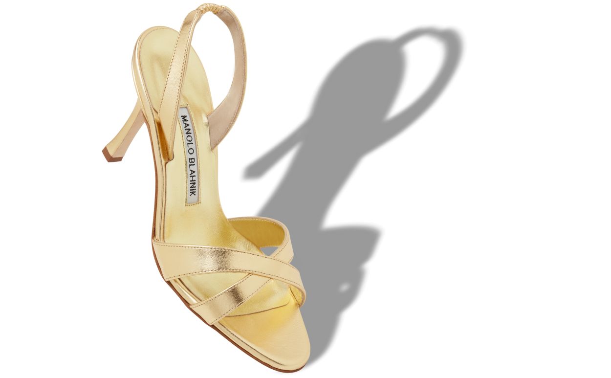 Sandalhas Slingback de Couro Nappa Dourado