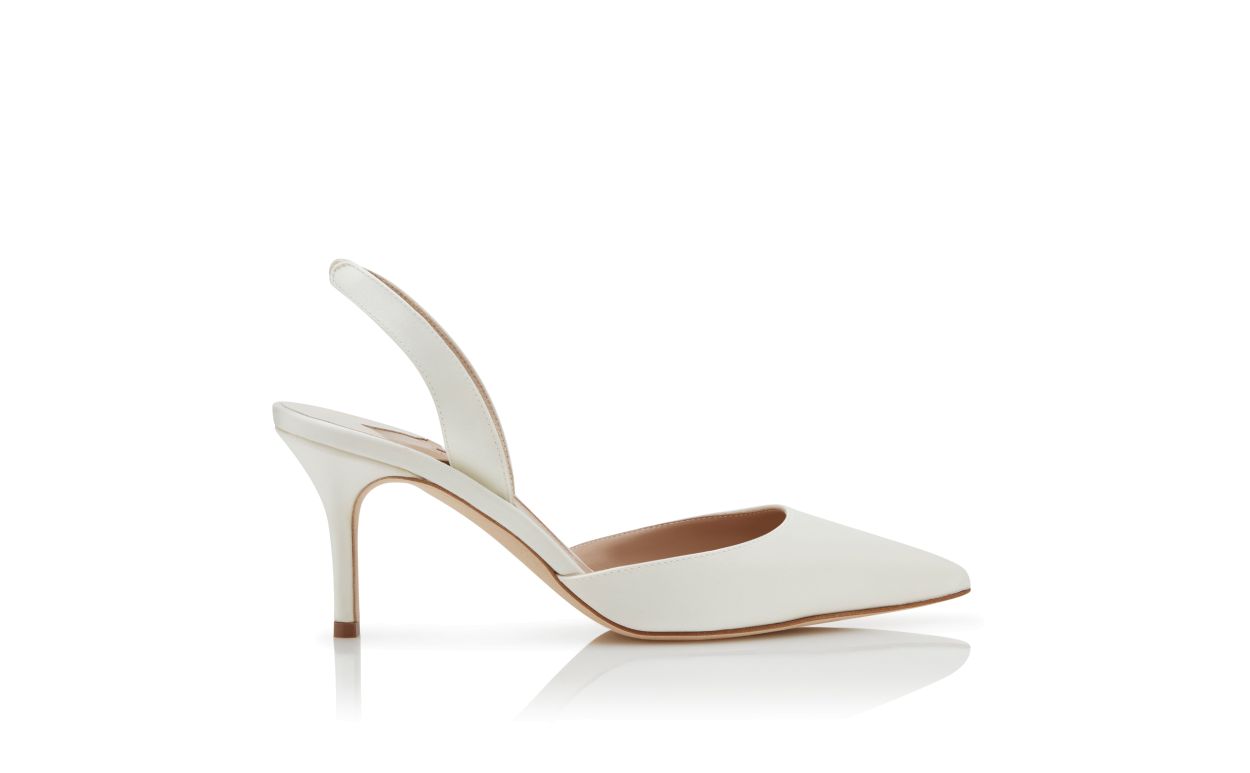 Sapatilhas Slingback em Satinê Bege Claro