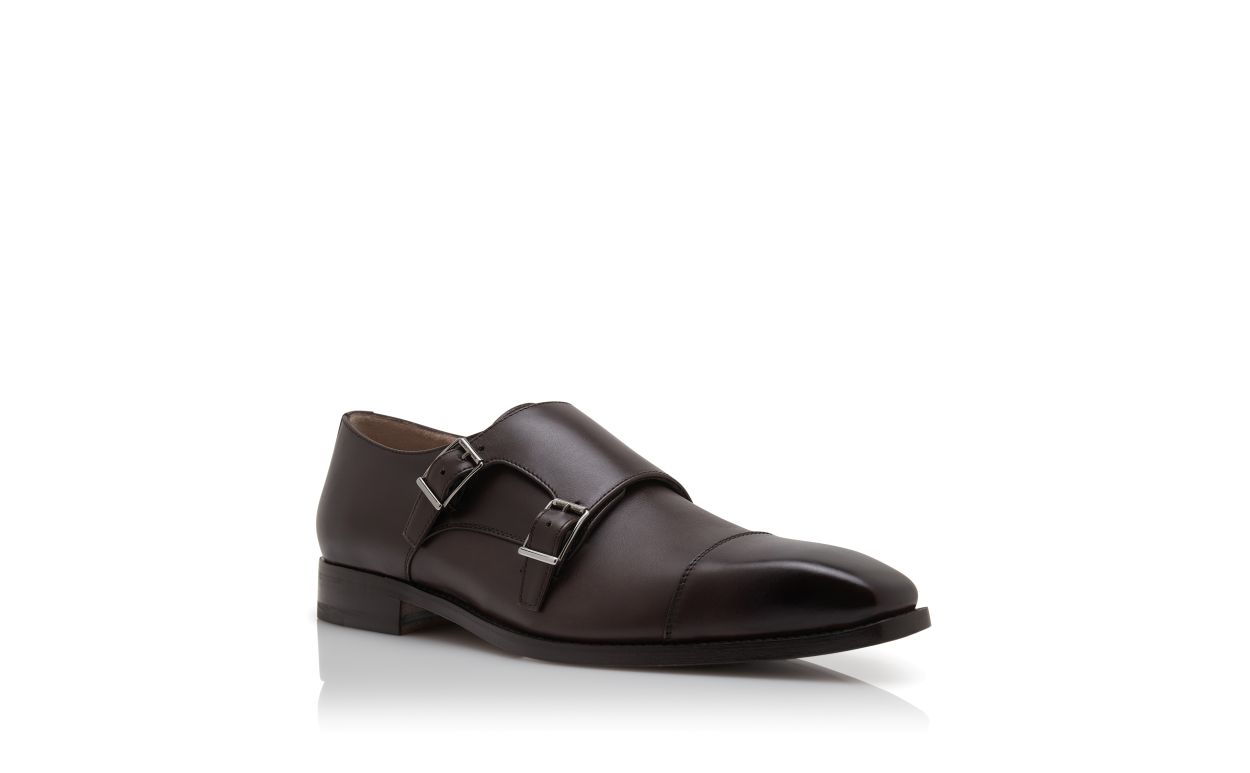 Sapatos de Couro de Novilho Marrom Escuro com Fivela Monástica