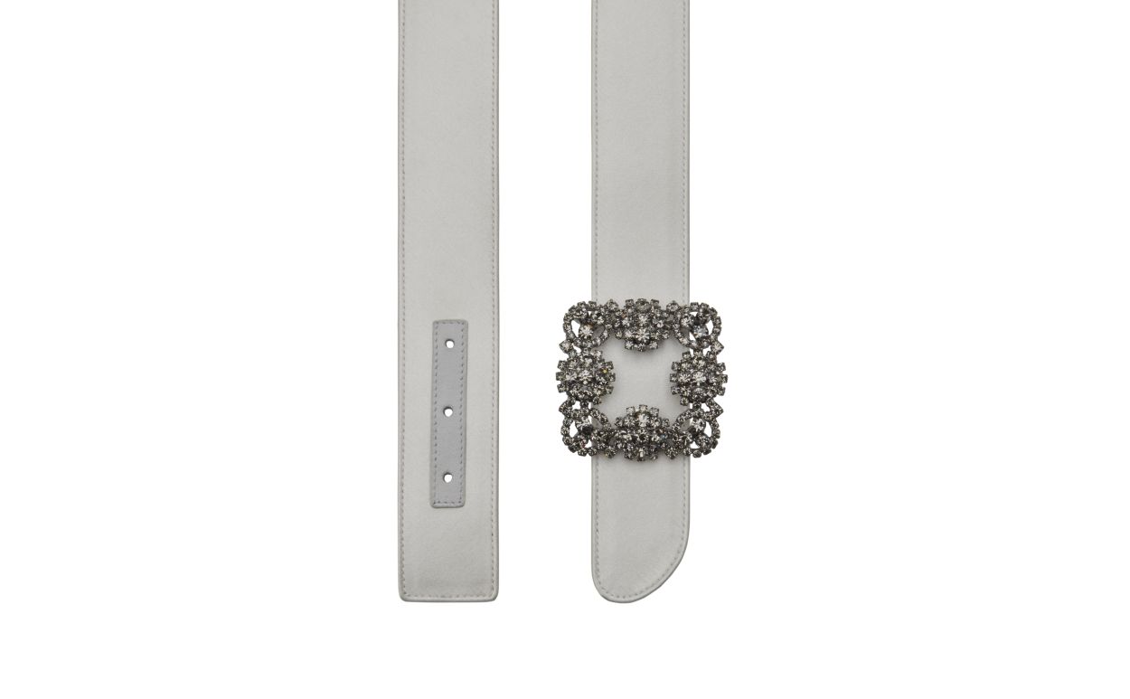 Cinto de cetim Off-White com fivela de cristal