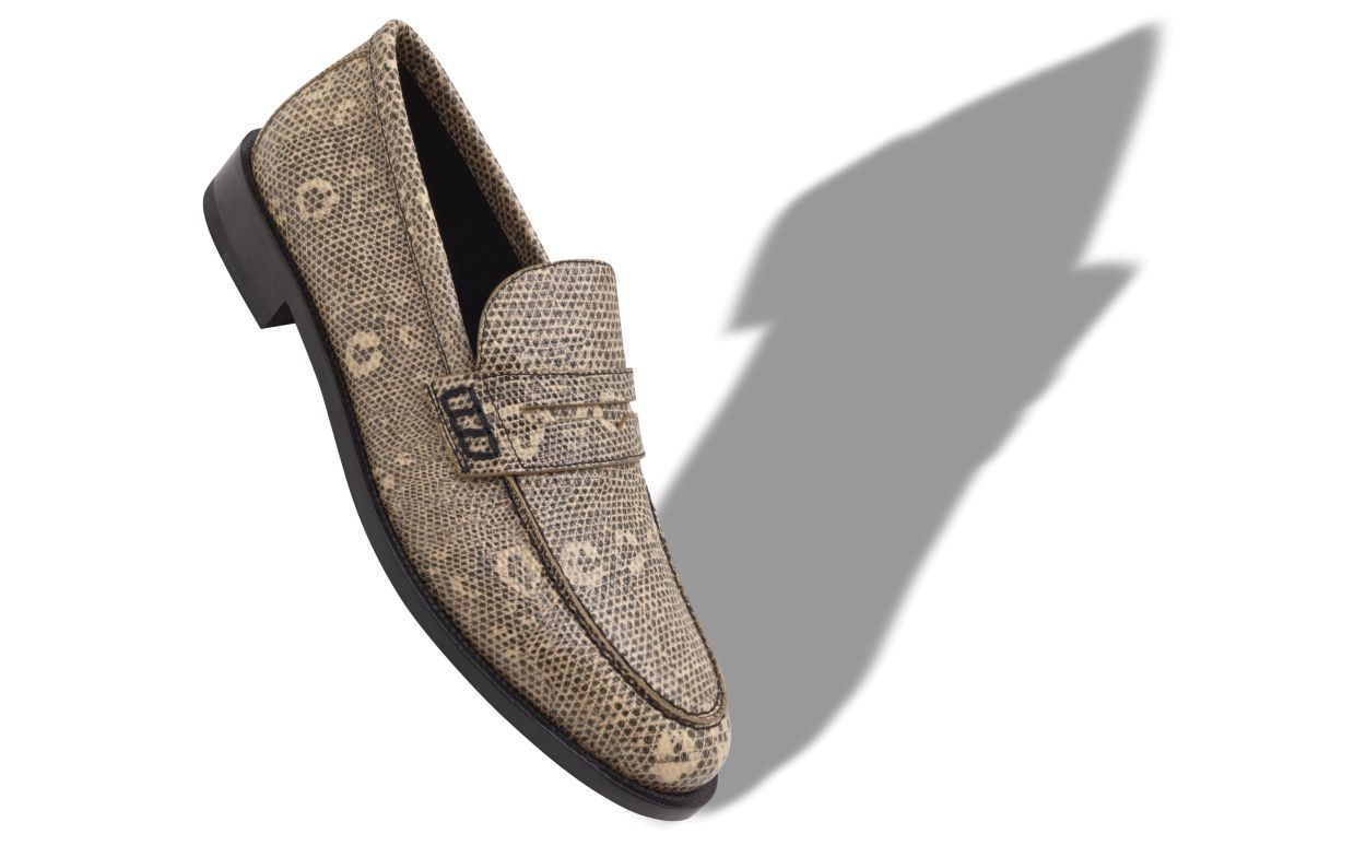 Mocassins de Couro de Vitela com Estampa de Lagarto