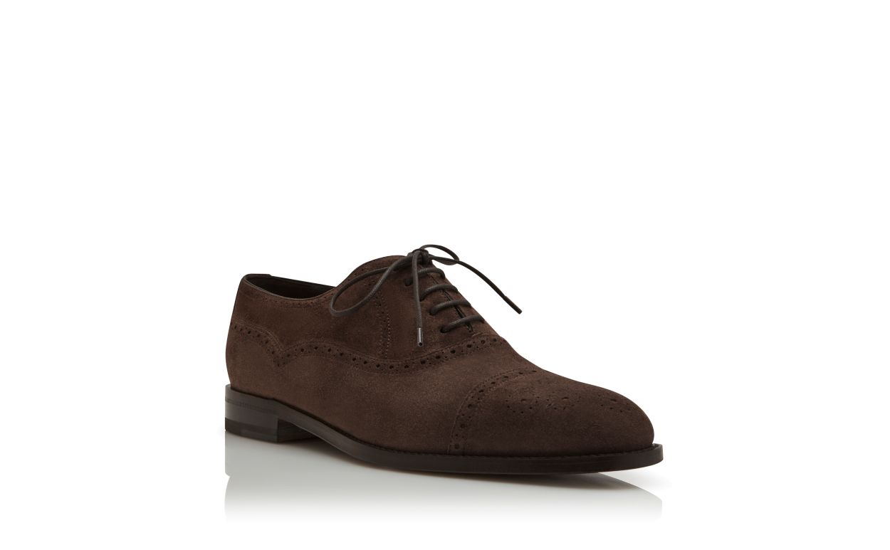 Oxfords de Camurça Marrom Escuro com Ponto de Capa